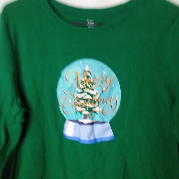Kim Rogers Shirt Women XL Long Sleeve Merry Christmas Tree Green - Picture 4 of 14